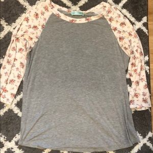 Long sleeve shirt with floral sleeves